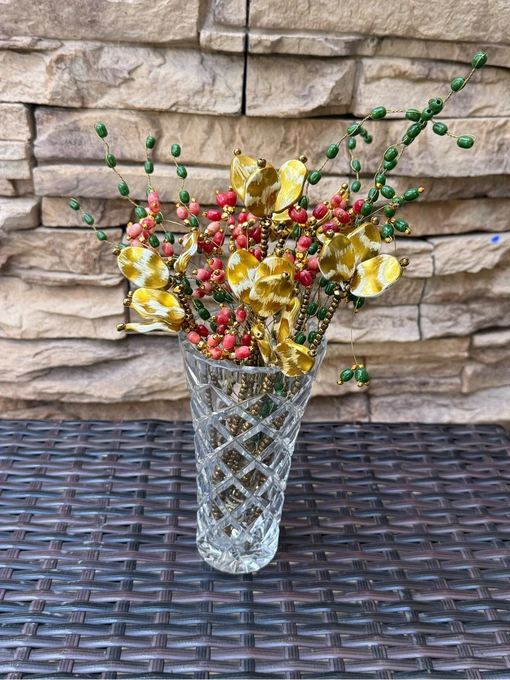 Decorative Gold & Green Floral Arrangement
